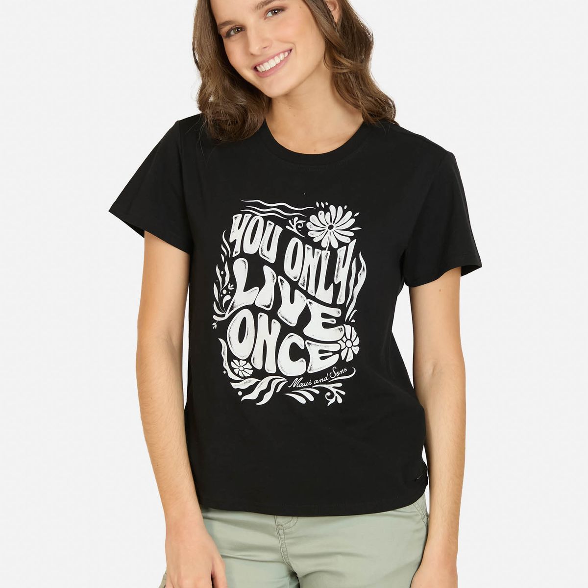 MAUI AND SONS - Polera MC Kailoa Negro Mujer Maui And Sons - Negro