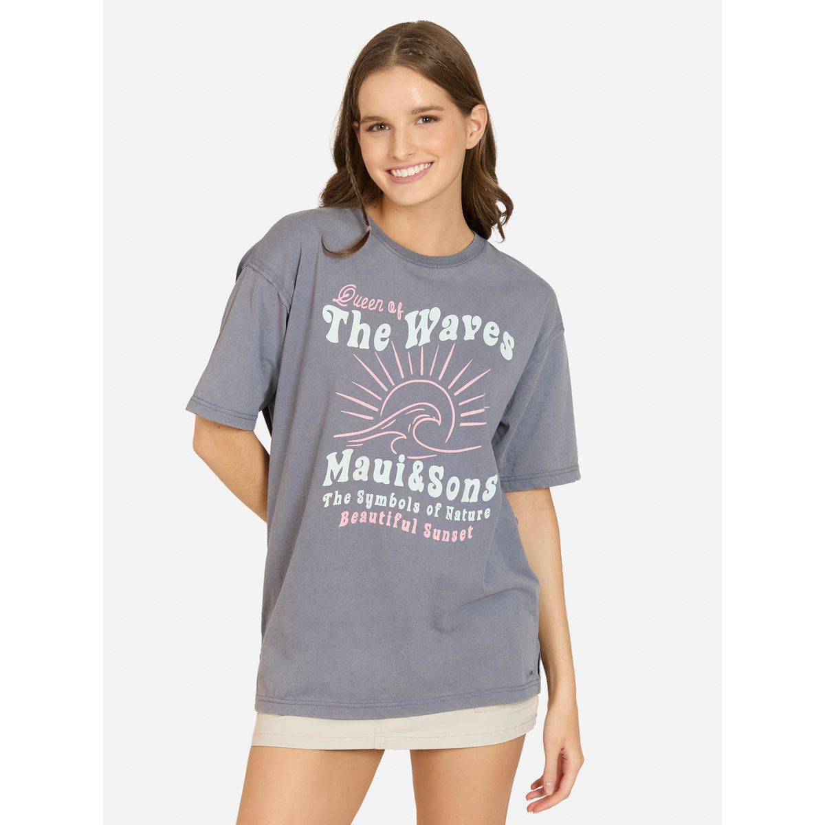 MAUI AND SONS - Polera MC Myrali Gris Mujer Maui And Sons - Gris