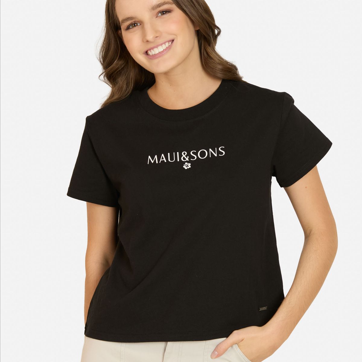 MAUI AND SONS - Polera MC Trinsea Negro Mujer Maui And Sons - Negro