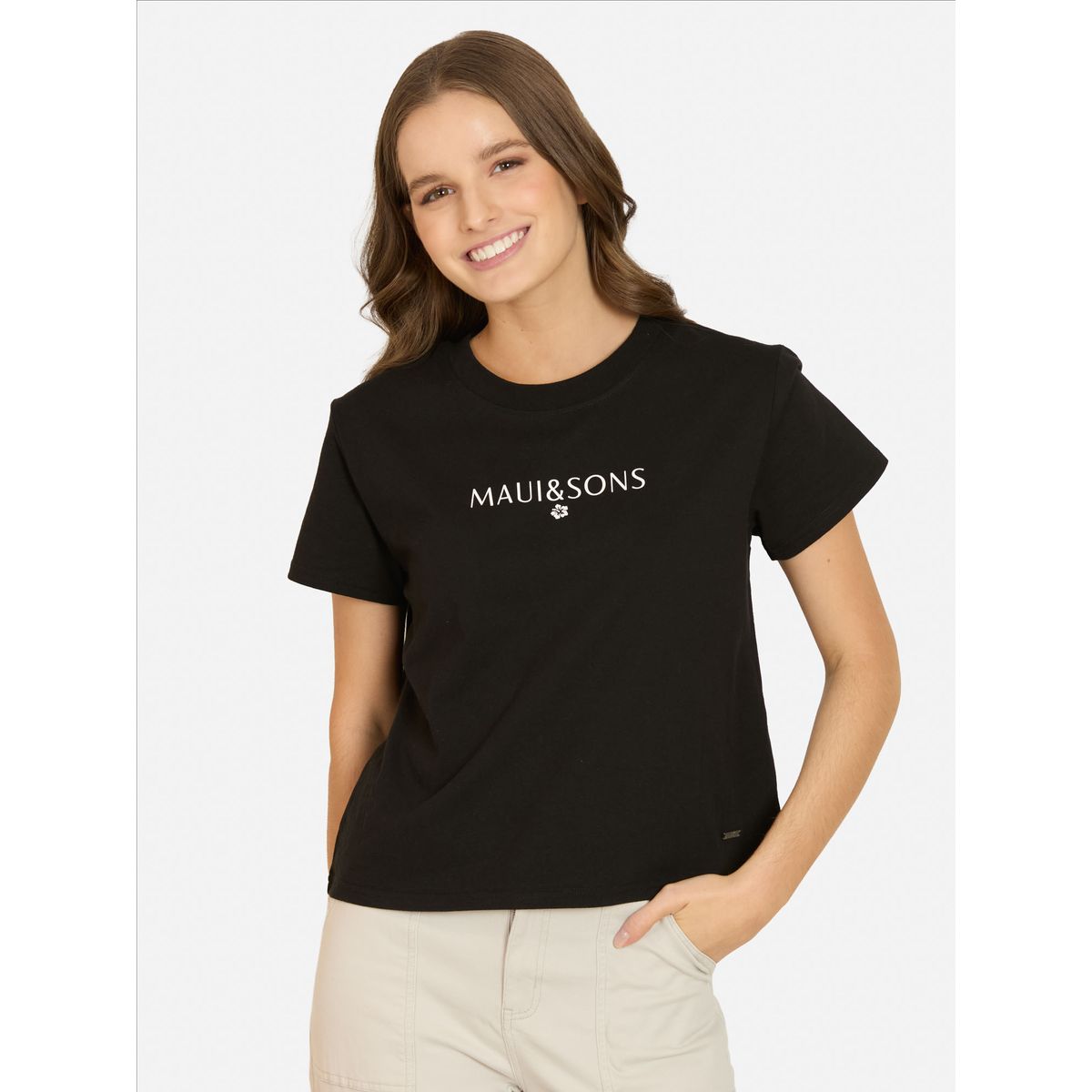 MAUI AND SONS - Polera MC Trinsea Negro Mujer Maui And Sons - Negro