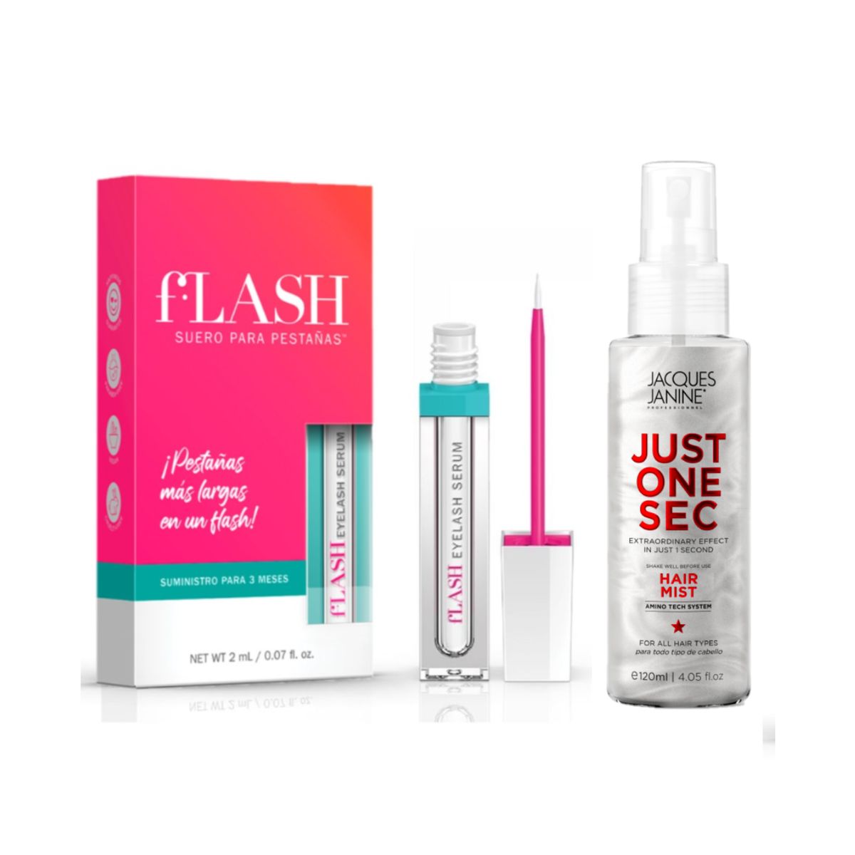 FLASH - Flash Serum alargador de pestañas + Spray Brillo Just One Min Jacques Janine