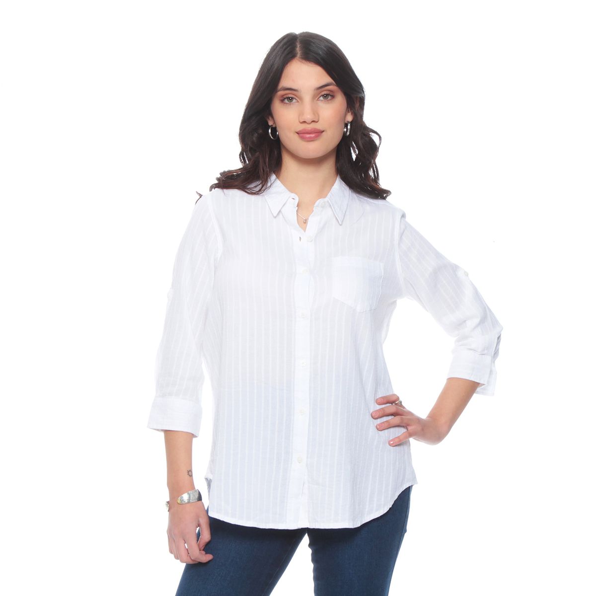 WADOS - BLUSA MANGA LARGA LISTADA ABOTONADA EN DELANTERO