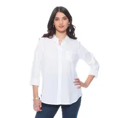 WADOS - BLUSA MANGA LARGA LISTADA ABOTONADA EN DELANTERO