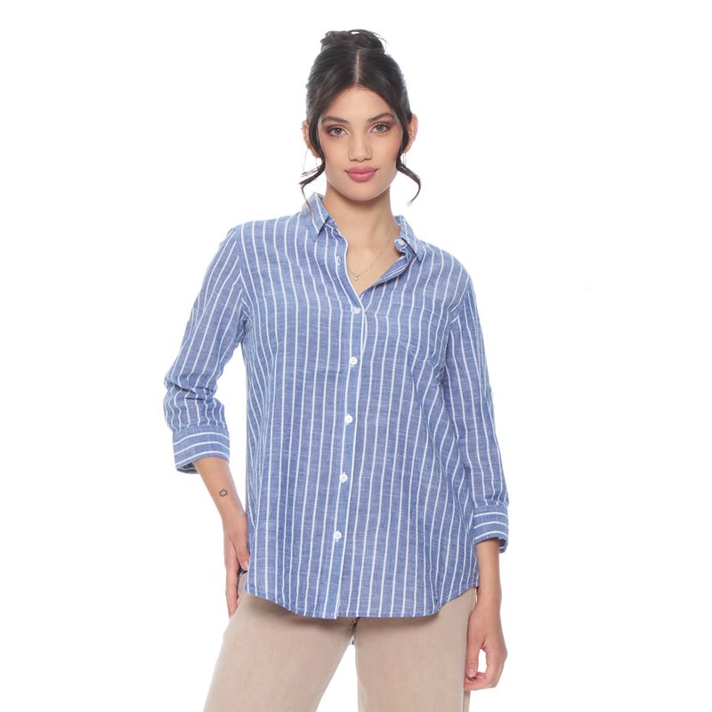 WADOS - BLUSA MANGA LARGA LISTADA ABOTONADA EN DELANTERO