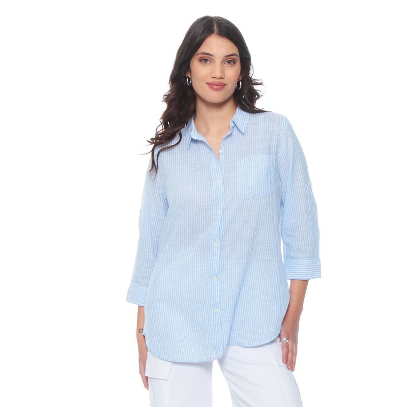 WADOS - BLUSA MANGA LARGA LISTADA ABOTONADA EN DELANTERO