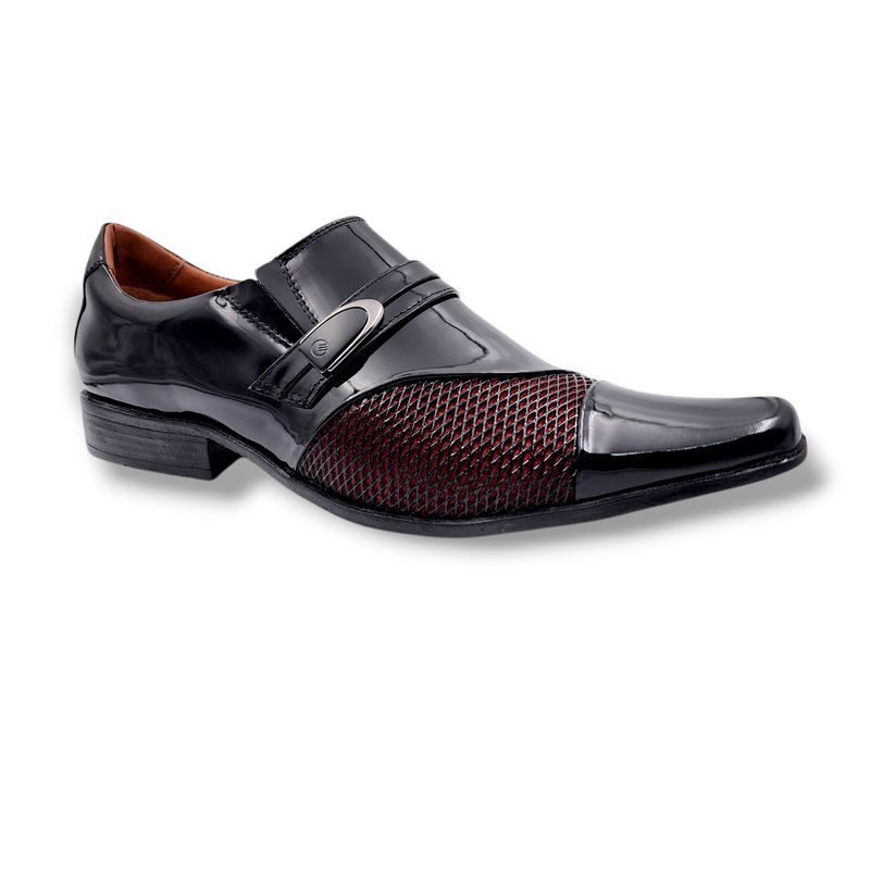 LEVURETT - Zapato Charol Hombre Negro Vermelho
