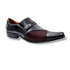 LEVURETT - Zapato Charol Hombre Negro Vermelho