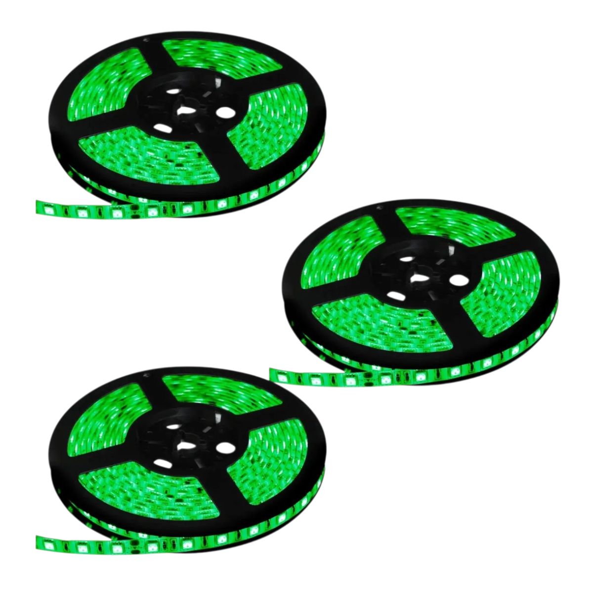 GENERICO - 3 Cintas Led 12V 5050 14.4W IP20 60Led/m 5mt Verde