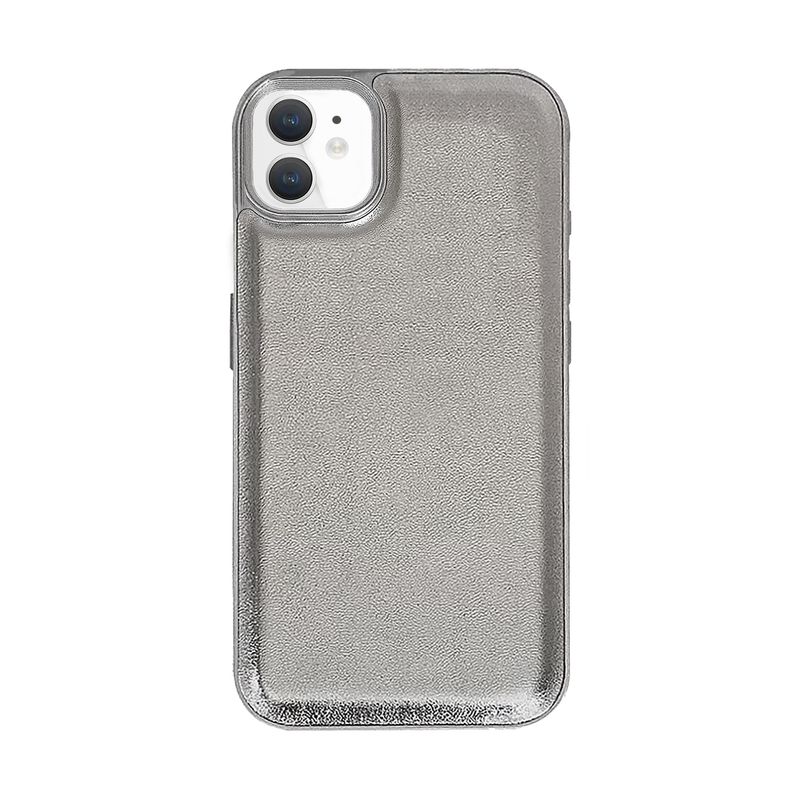CELLBOX - Carcasa de Cuero Brillante Plateado para iPhone 11