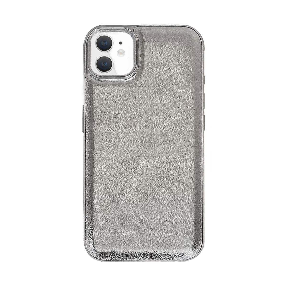 CELLBOX - Carcasa de Cuero Brillante Plateado para iPhone 12 / 12 Pro