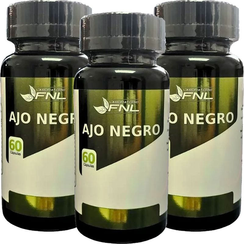FNL - 3 X Ajo Negro Black Garlic Antioxidante 180 Capsulas 3 Meses.