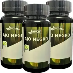FNL - 3 X Ajo Negro Black Garlic Antioxidante 180 Capsulas 3 Meses.