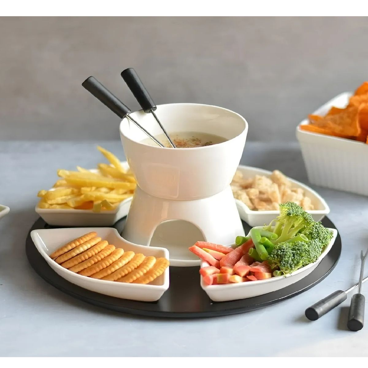 PASTELERIUS - Fondue Chocolate Juego De Fondue Ceramica Fondue Queso 11pcs Fondue Queso Olla Fondue Bandeja Fondue