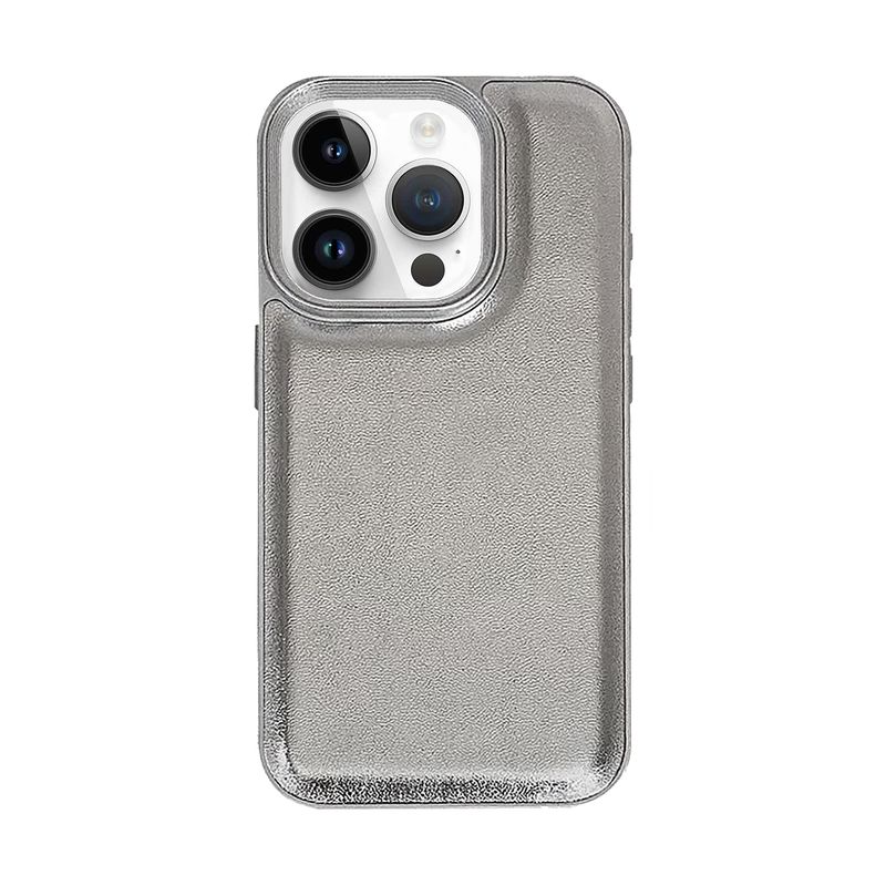 CELLBOX - Carcasa de Cuero Brillante Plateado para iPhone 14 Pro Max