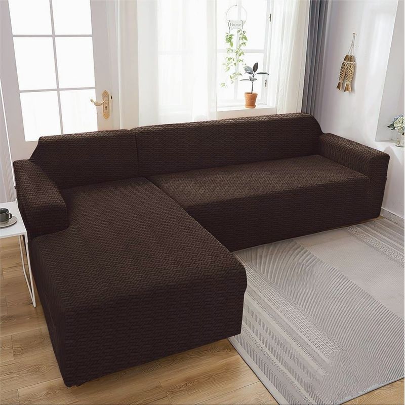 GENERICO - Fundas sofa sillon tipo L seccional 3+3 texturizado café