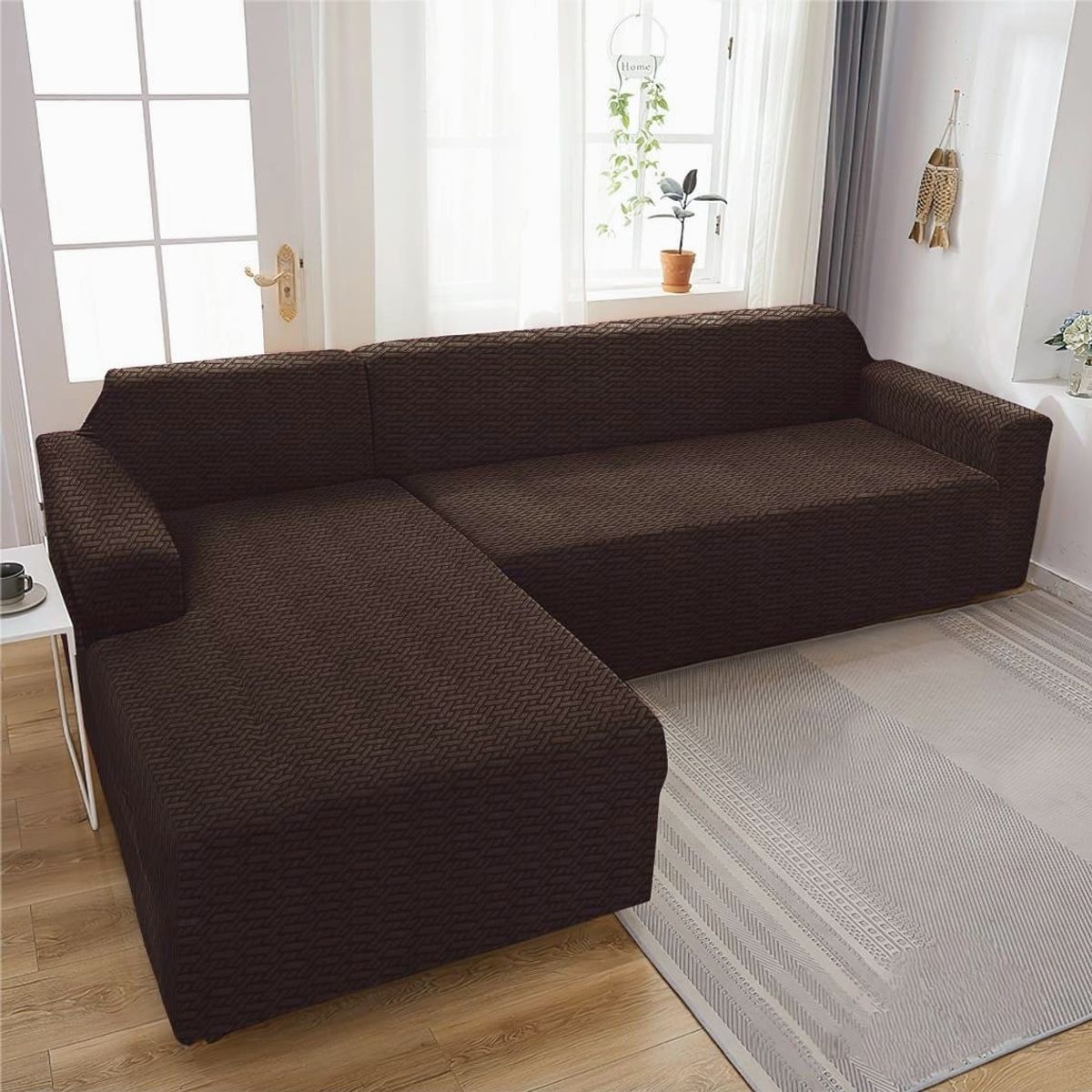 GENERICO - Fundas sofa sillon tipo L seccional 3+3 texturizado café