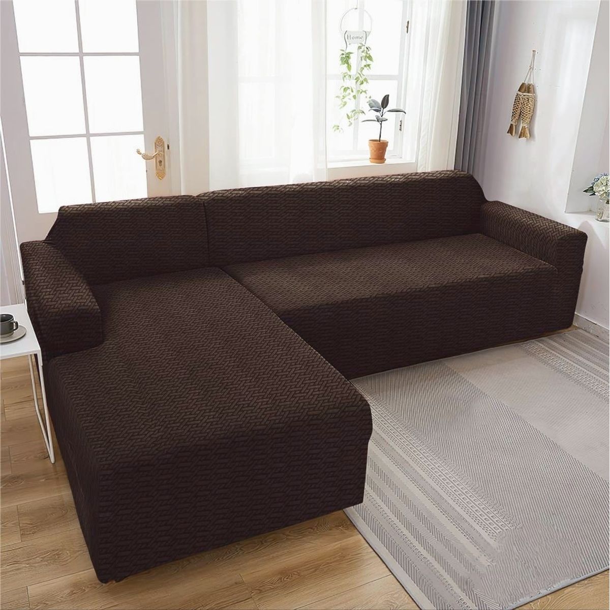 GENERICO - Fundas sofa sillon tipo L seccional 3+3 texturizado café