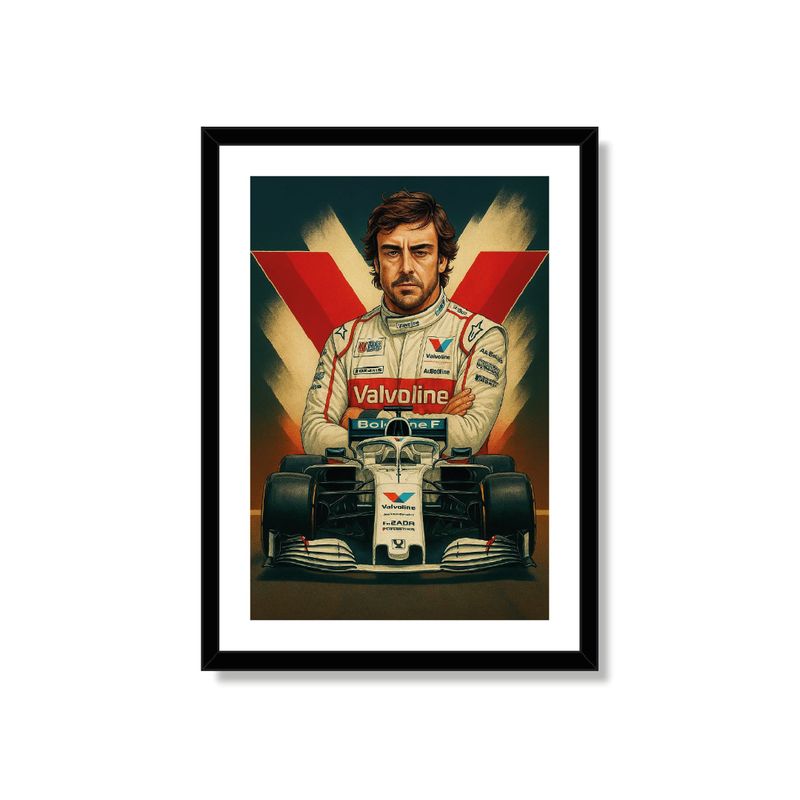 ALCUADRADO - Cuadro Individual Piloto formula 1 Negro 50x40
