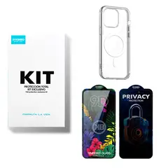 KBOD - Kit Carcasa Magnetic + Lamina Vidrio + Antiespia Para iPhone 12 - 12 Pro