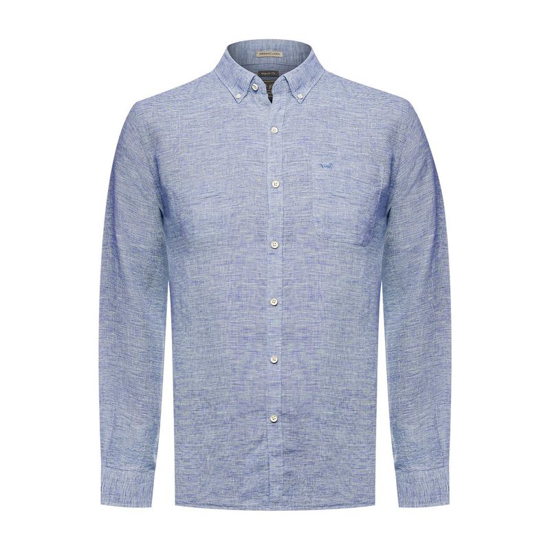 ROCKFORD - Camisa Lino Orgánico Hombre Linentex Azul ROCKFORD