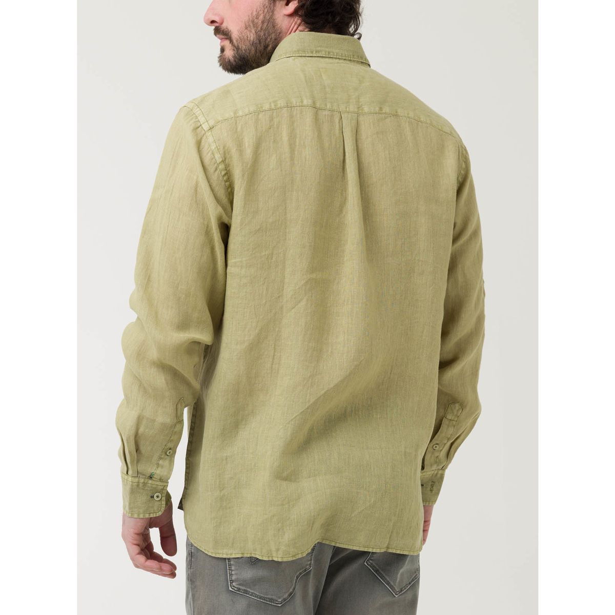 ROCKFORD - Camisa Lino Orgánico Hombre Linedyed Verde ROCKFORD