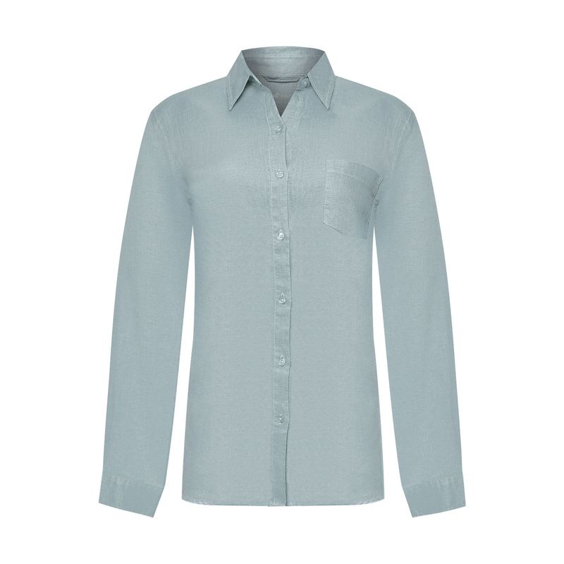 ROCKFORD - Blusa Lino Orgánico Mujer Lirio Celeste ROCKFORD