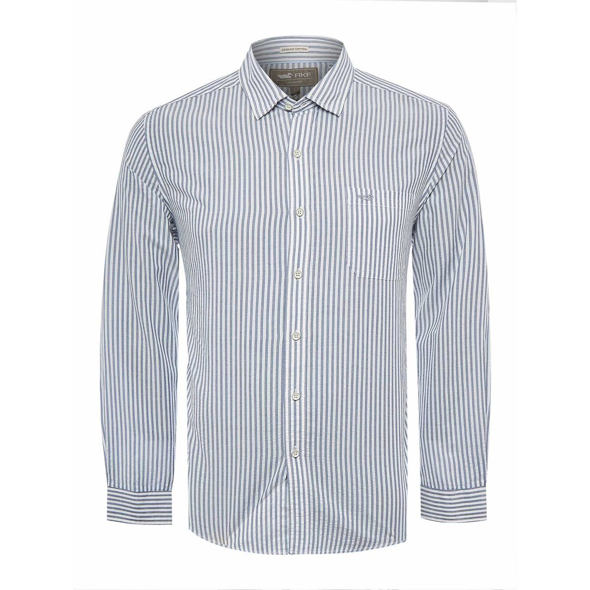 ROCKFORD - Camisa Algodón Orgánico Hombre Raya Azul ROCKFORD