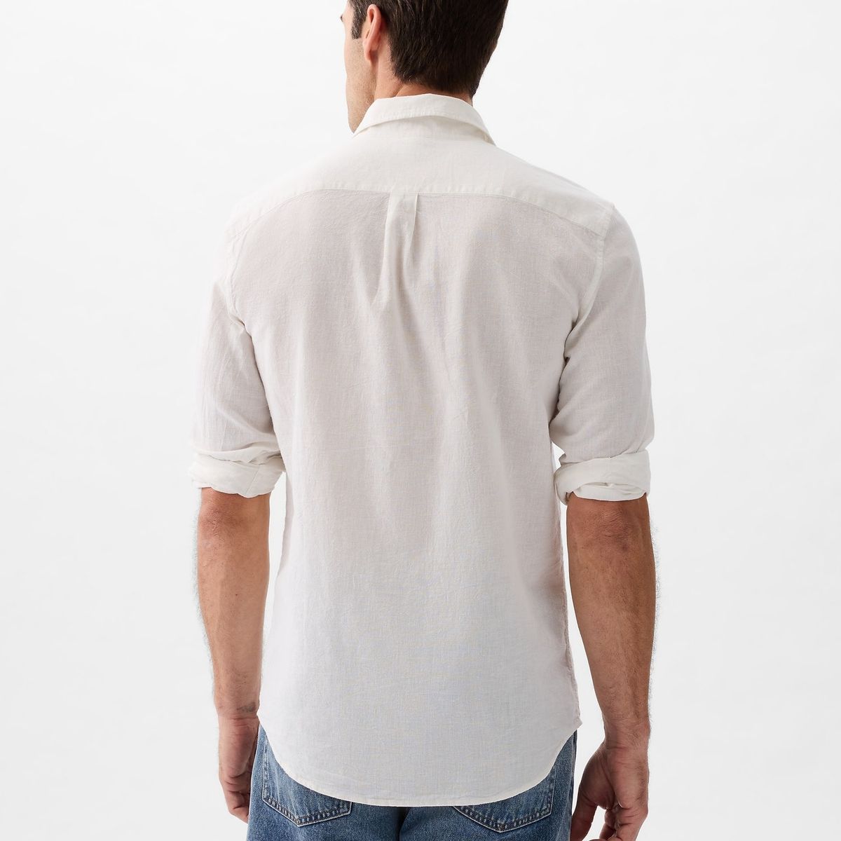 GAP - Camisa Hombre Lino Manga Larga Blanco Gap