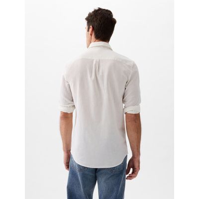 Imagen 2 del producto Camisa Hombre Lino Manga Larga Blanco
