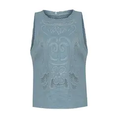 ROCKFORD - Blusa Lino Orgánico Mujer Cleep Gris
