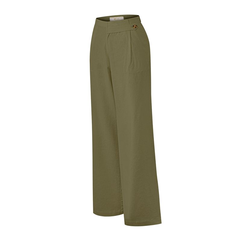 ROCKFORD - Pantalón Lino Orgánico Mujer Danubio Verde ROCKFORD
