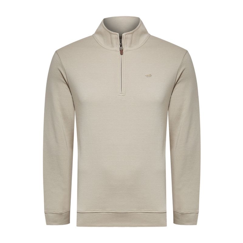 ROCKFORD - Polerón Algodón Pima Hombre Rimistripe Beige ROCKFORD