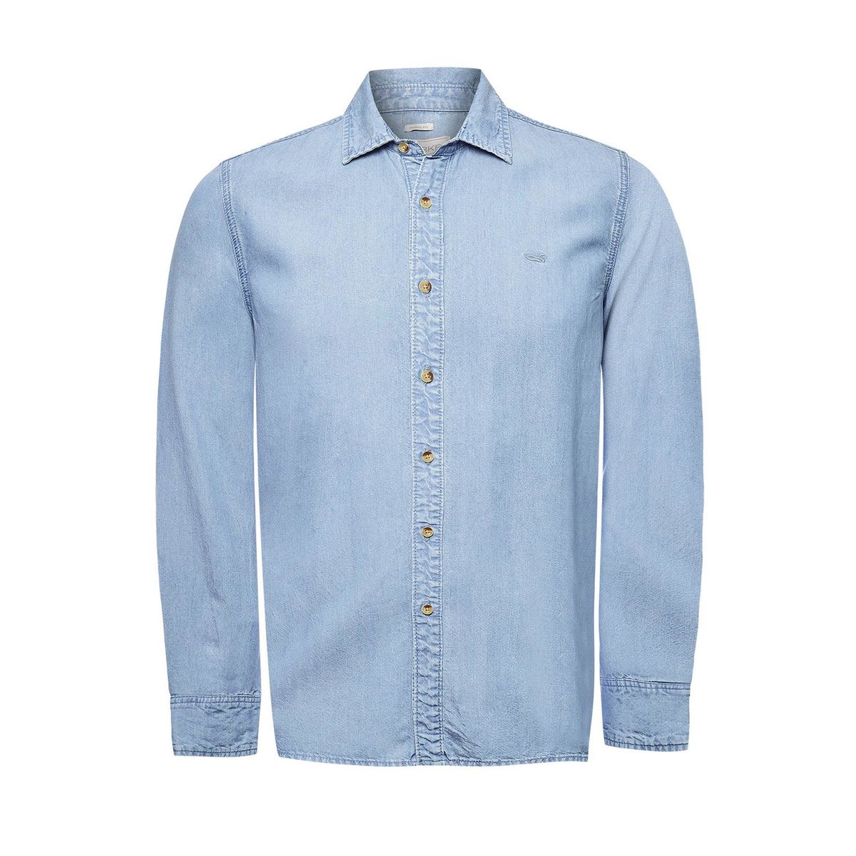 ROCKFORD - Camisa Tencel Hombre Azul ROCKFORD