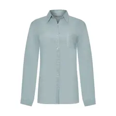 ROCKFORD - Blusa Lino Orgánico Mujer Lirio Celeste