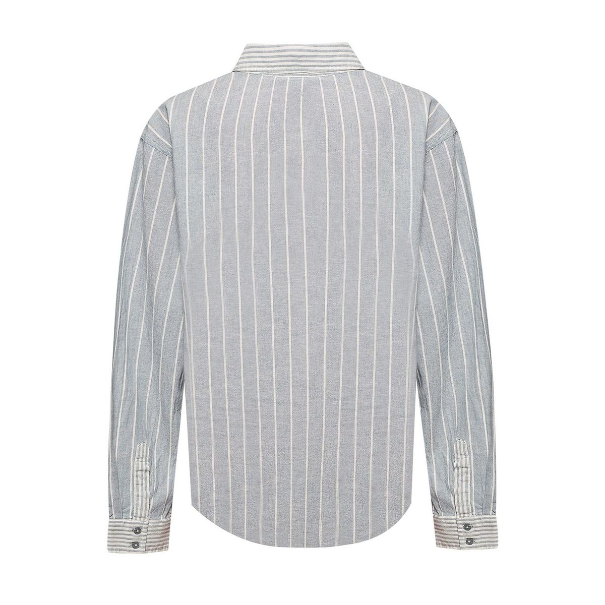 ROCKFORD - Blusa Lino Orgánico Mujer Lines Celeste ROCKFORD