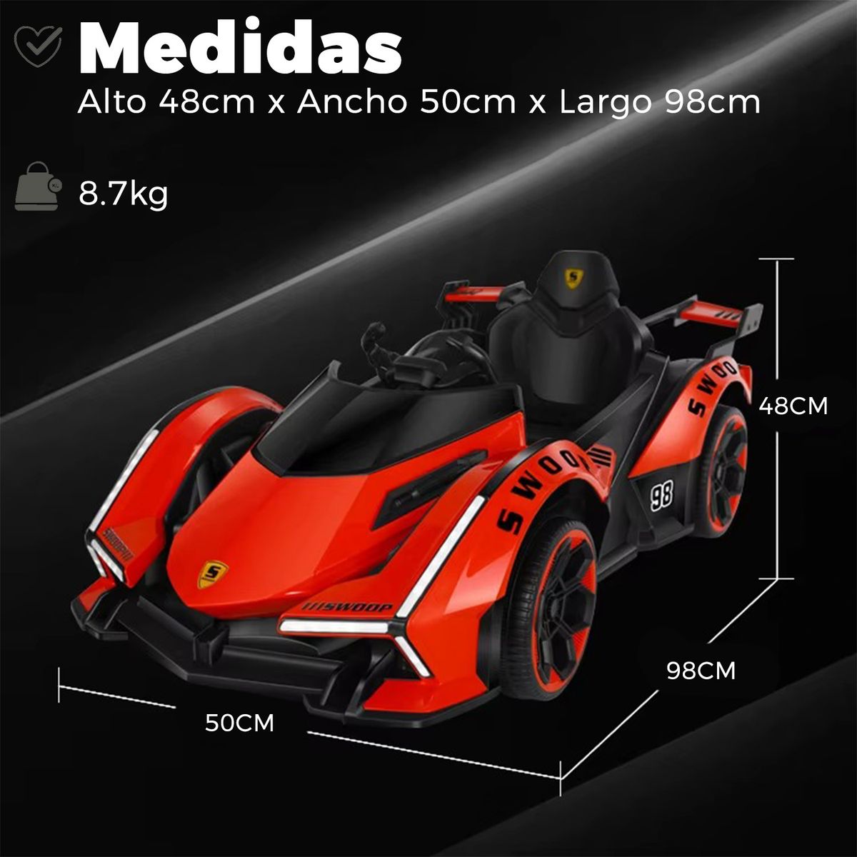 MUNDO ONLINE - Auto Electrico para Niños Con Control Remoto Luces y Sonido