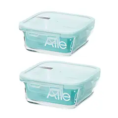 ALLEGRA - Pack 2 Contenedores Hermetico Vidrio Cuadrado 380mL