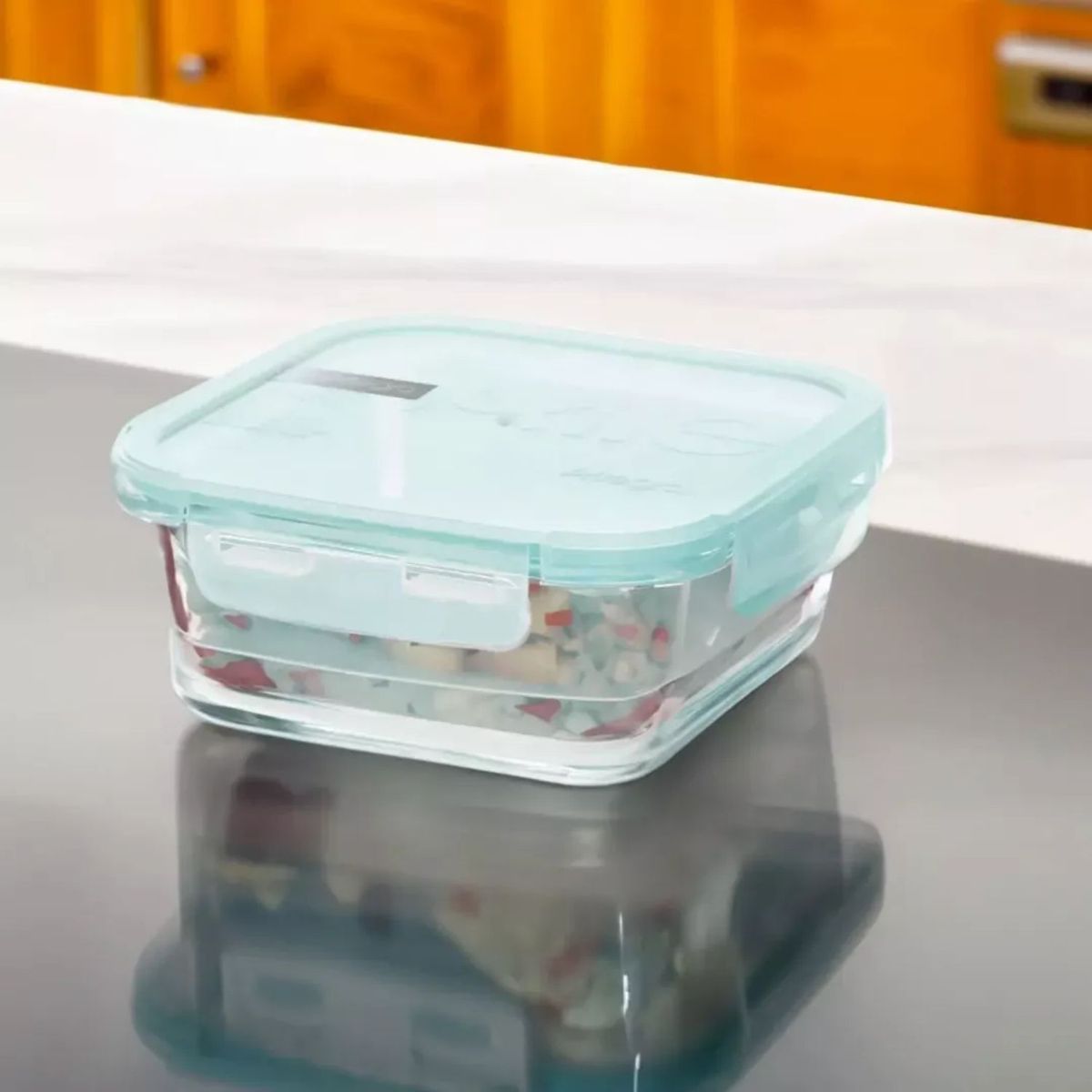 ALLEGRA - Pack 2 Contenedores Hermetico Vidrio Cuadrado 380mL Allegra