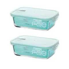 ALLEGRA - Pack 2 Contenedores Hermetico Vidrio Rectangular 420mL