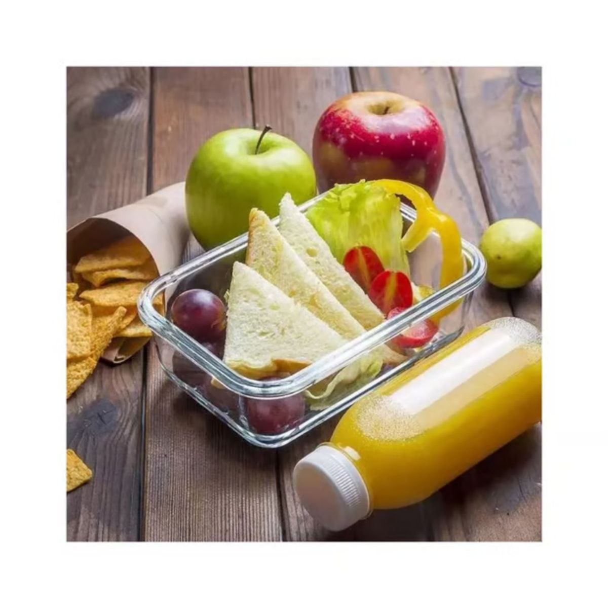 ALLEGRA - Pack 2 Contenedores Hermetico Vidrio Rectangular 420mL Allegra