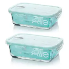 ALLEGRA - Pack 2 Contenedores Hermetico Vidrio Rectangular 600mL