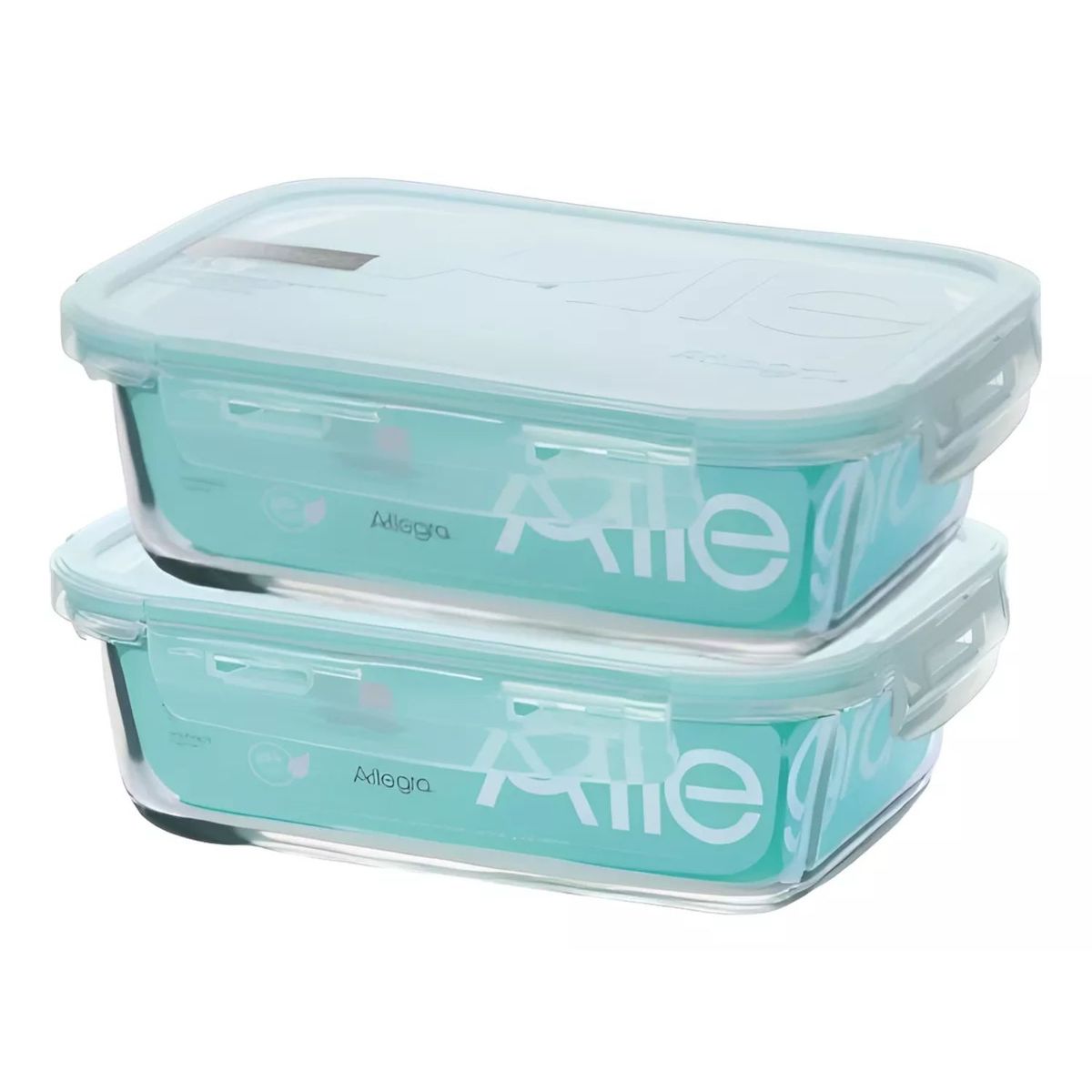 ALLEGRA - Pack 2 Contenedores Hermetico Vidrio Rectangular 1000mL Allegra