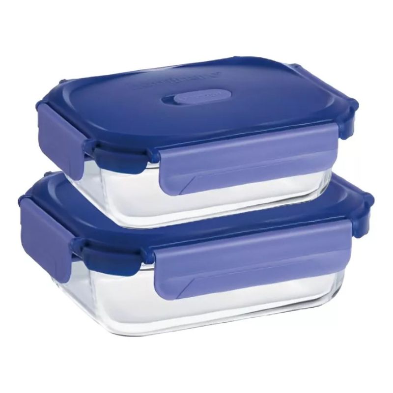 LUMINARC - Pack 2 Contenedores Vidrio Hermético Rectangular 650mL Luminarc