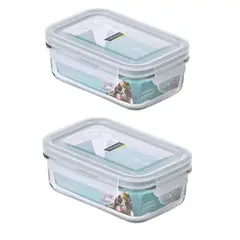 GLASSLOCK - Pack 2 Contenedores Vidrio Hermetico Rect 400mL