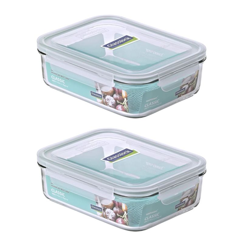 GLASSLOCK - Pack 2 Contenedores Vidrio Hermetico Rect 2000mL Glasslock