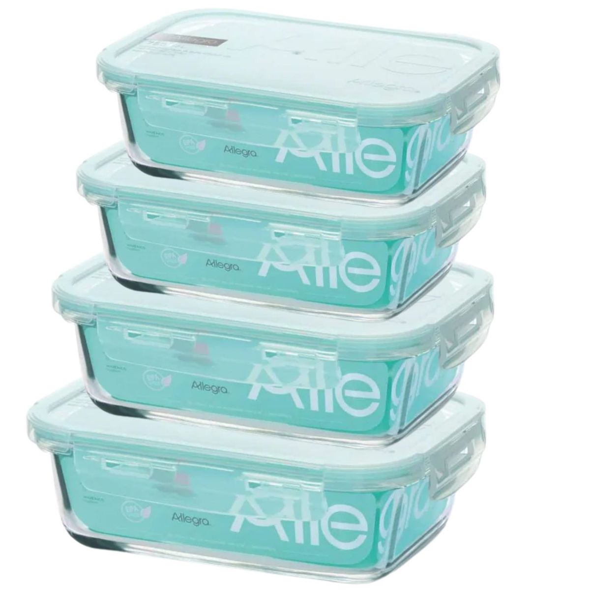 ALLEGRA - Set 4 Contenedores Hermeticos Rectangular De Vidrio Allegra