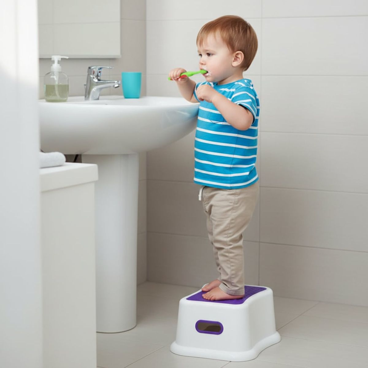 BEST HOUSE - Piso Alzador De Baño Para Niños Color Morado BEST HOUSE