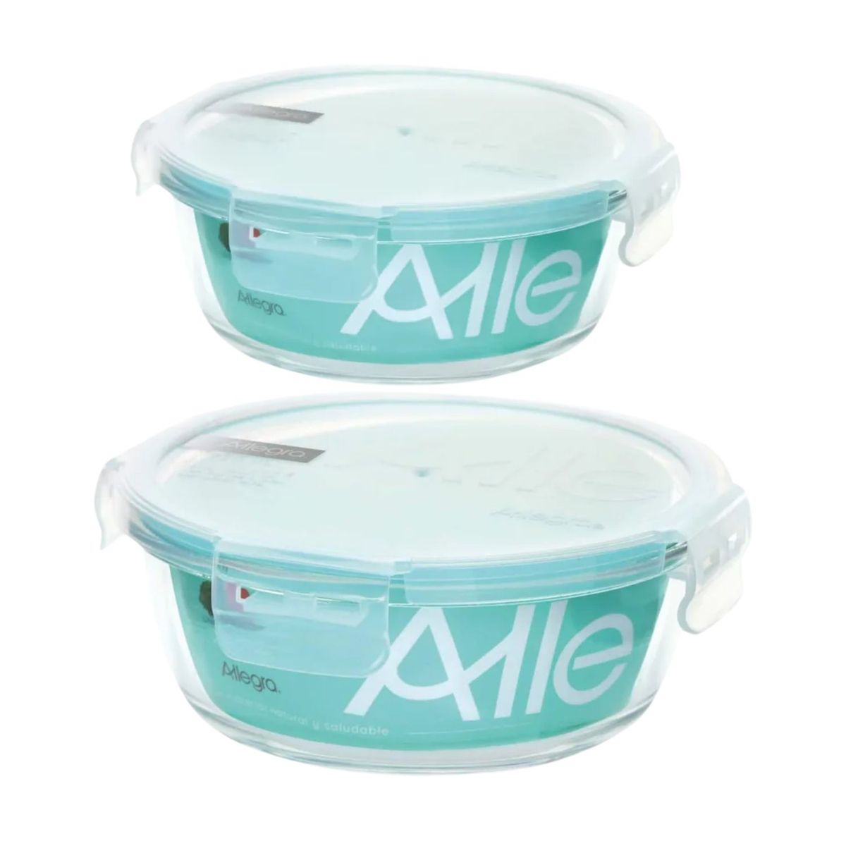 ALLEGRA - Set 2 Contenedores Hermeticos Vidrio Redondos Allegra