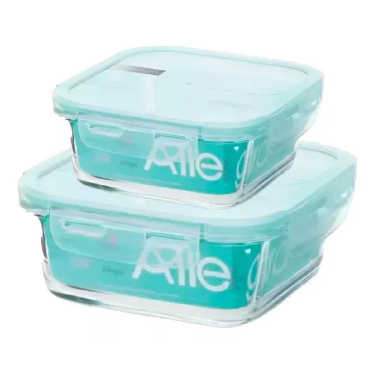 ALLEGRA - Set 2 Contenedores Hermeticos Vidrio Cuadrados Allegra