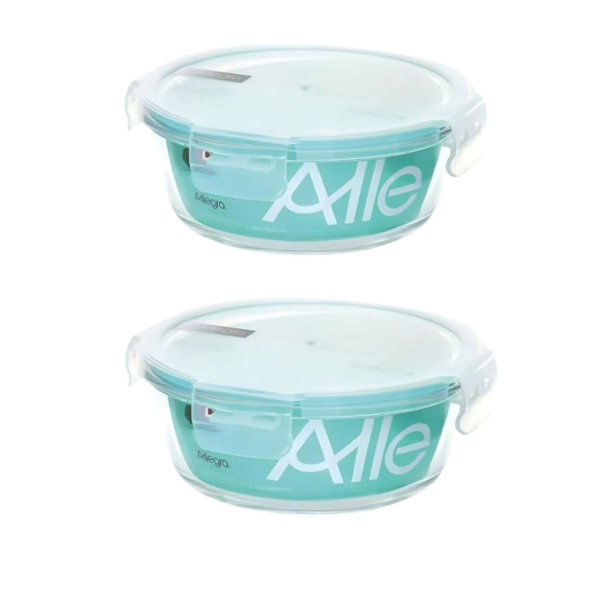 ALLEGRA - Pack 2 Contenedores Hermetico Vidrio Redondo 370mL Allegra